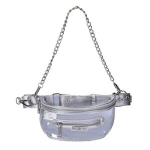 Madden NYC  Crossbody Convertible Fanny Pack Bag NWT Clear With Silver